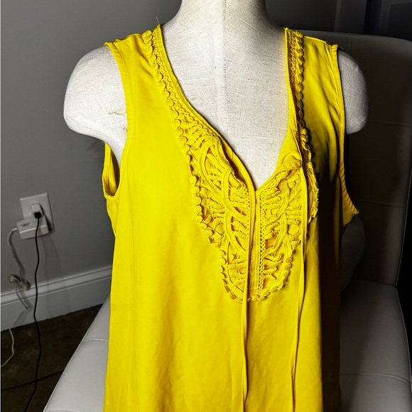 Tacera Tops - Tacera Yellow Lace Detail Tank Top